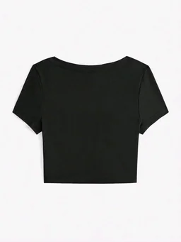 Women's Tops Sexy Tops for Women Shirts Women's Scoop Neck Crop Tee Women's Dress(Hot Pink,X-Small) - Black, XXL