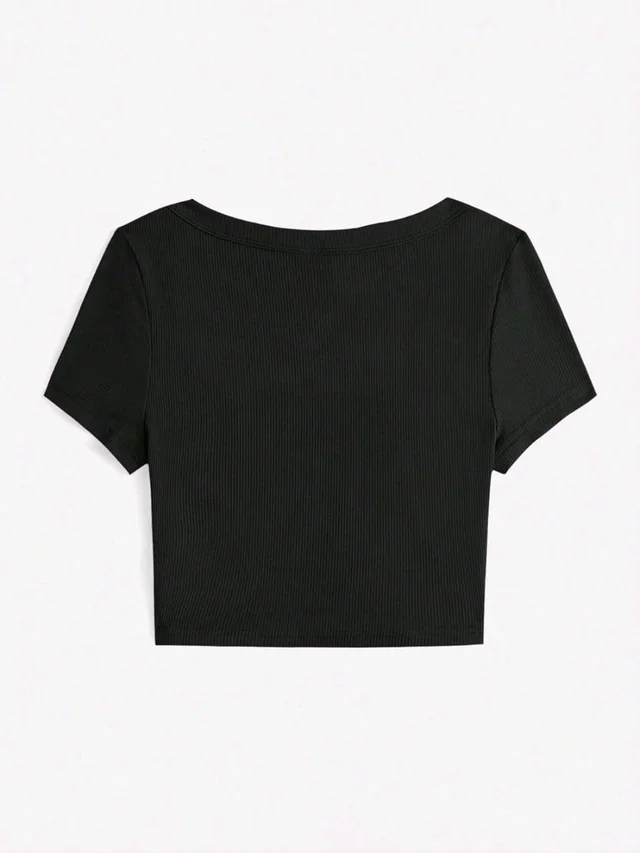 Women's Tops Sexy Tops for Women Shirts Women's Scoop Neck Crop Tee Women's Dress(Hot Pink,X-Small) - Black, XXL