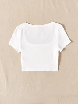 Women's Tops Sexy Tops for Women Shirts Women's Scoop Neck Crop Tee Women's Dress(Hot Pink,X-Small) - White, XXL