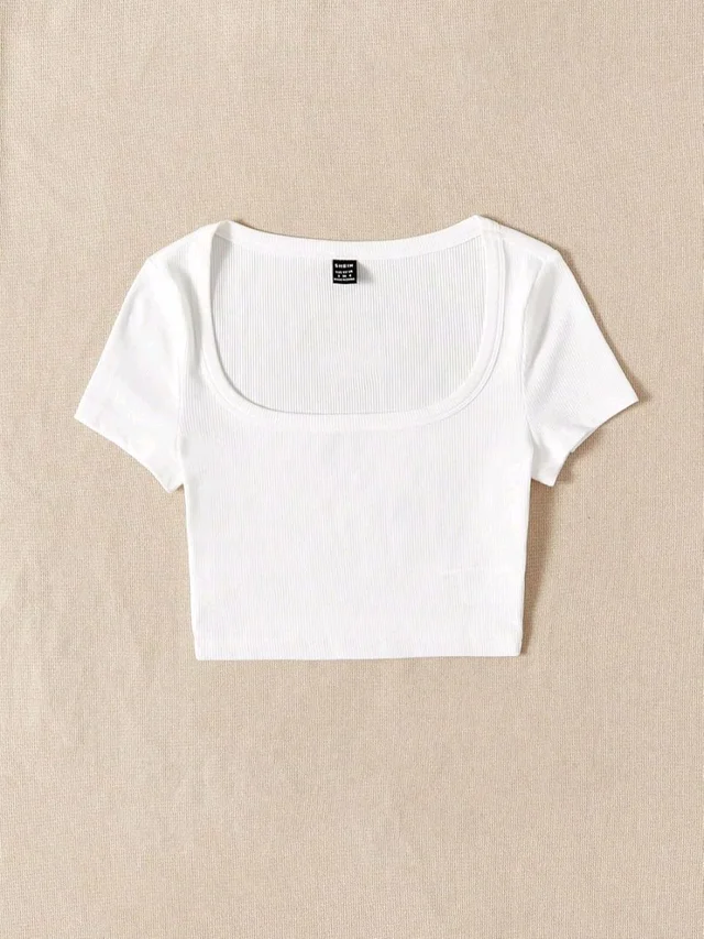 Women's Tops Sexy Tops for Women Shirts Women's Scoop Neck Crop Tee Women's Dress(Hot Pink,X-Small) - White, XXL
