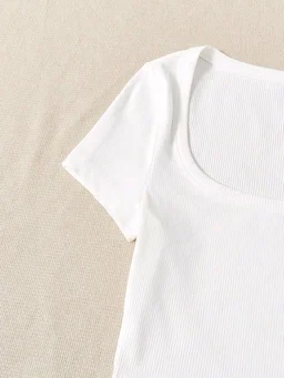 Women's Tops Sexy Tops for Women Shirts Women's Scoop Neck Crop Tee Women's Dress(Hot Pink,X-Small) - White, XXL