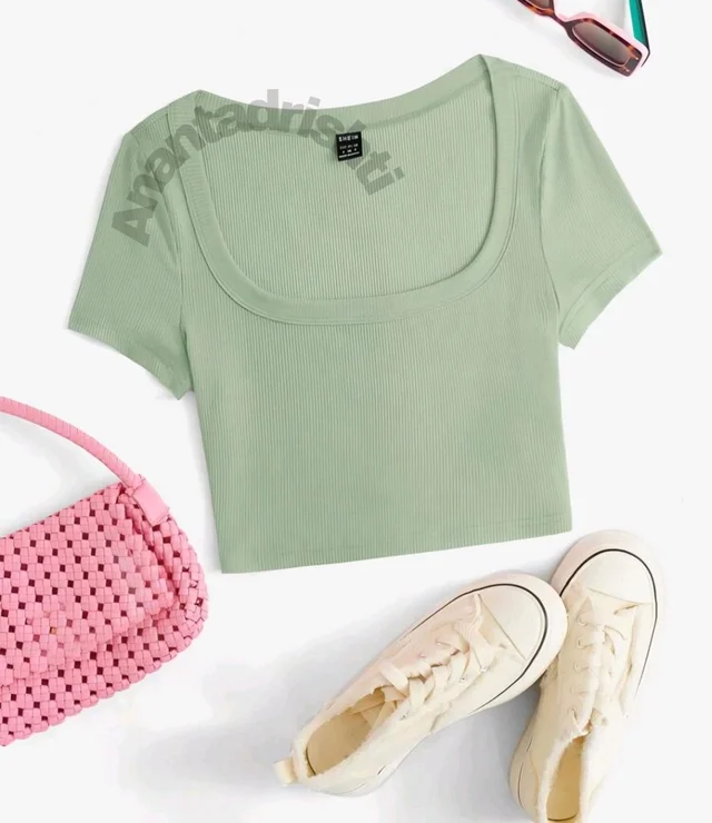 Women's Tops Sexy Tops for Women Shirts Women's Scoop Neck Crop Tee Women's Dress(Hot Pink,X-Small) - Rainee, L