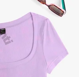 Women's Tops Sexy Tops for Women Shirts Women's Scoop Neck Crop Tee Women's Dress(Hot Pink,X-Small) - French Lilac, M