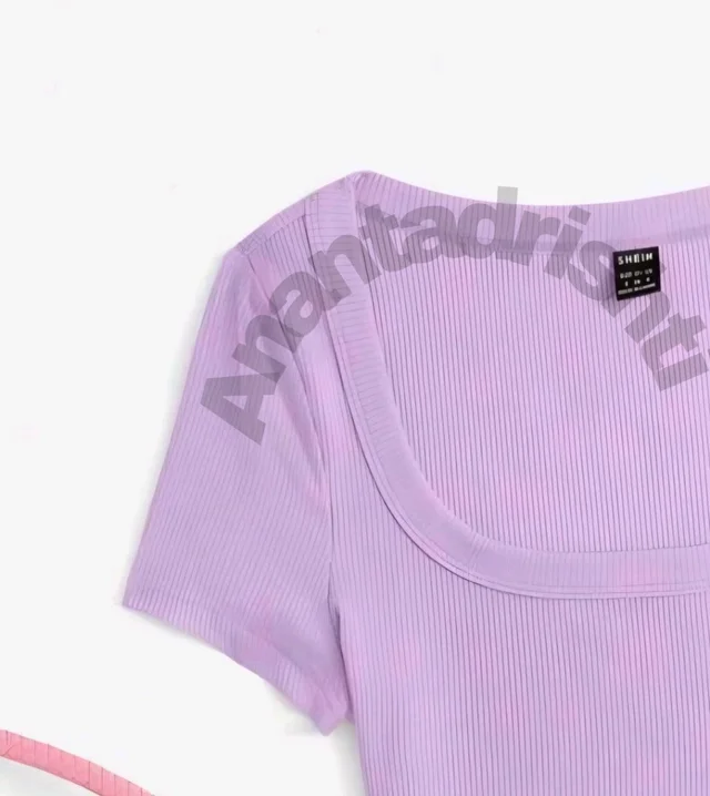Women's Tops Sexy Tops for Women Shirts Women's Scoop Neck Crop Tee Women's Dress(Hot Pink,X-Small) - French Lilac, M