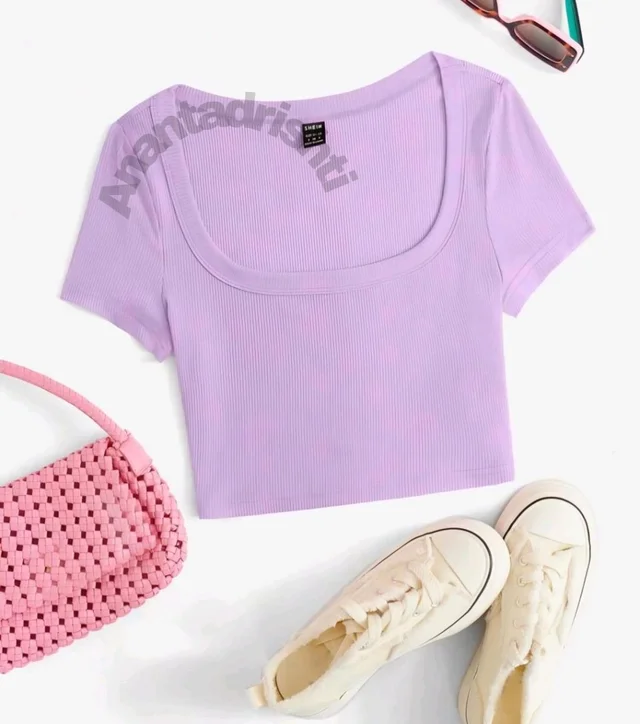 Women's Tops Sexy Tops for Women Shirts Women's Scoop Neck Crop Tee Women's Dress(Hot Pink,X-Small) - French Lilac, XL