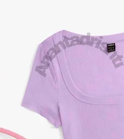 Women's Tops Sexy Tops for Women Shirts Women's Scoop Neck Crop Tee Women's Dress(Hot Pink,X-Small) - French Lilac, XXL