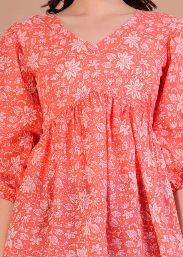 Party Balloon Sleeve Printed Women White, Pink Top
- Bittersweet, M