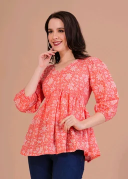 Party Balloon Sleeve Printed Women White, Pink Top
- Bittersweet, XxL