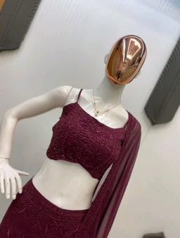 Shyla Indo Western Outfit - Wine Berry, XXL