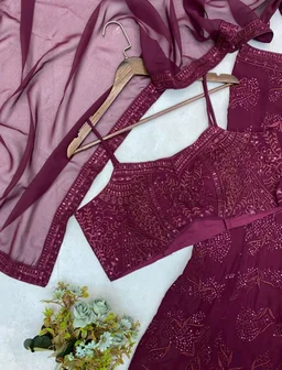 Shyla Indo Western Outfit - Wine Berry, Free Size