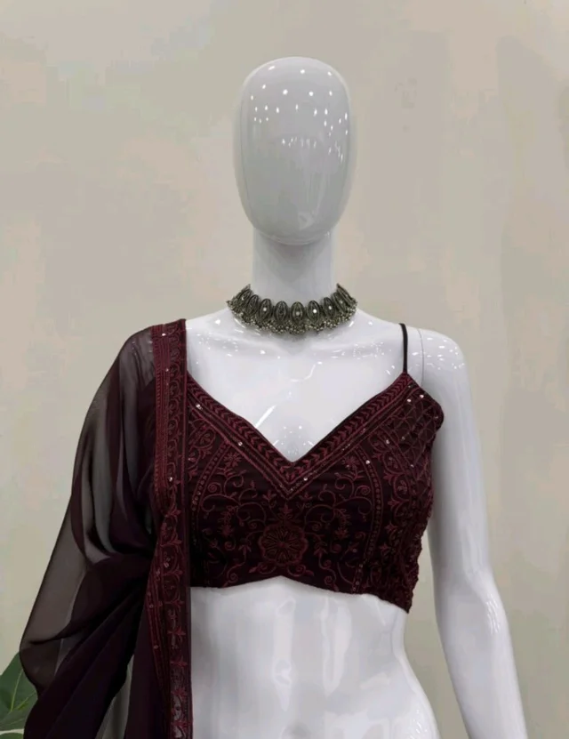 Shyla Indo Western Outfit - Crater Brown, XL