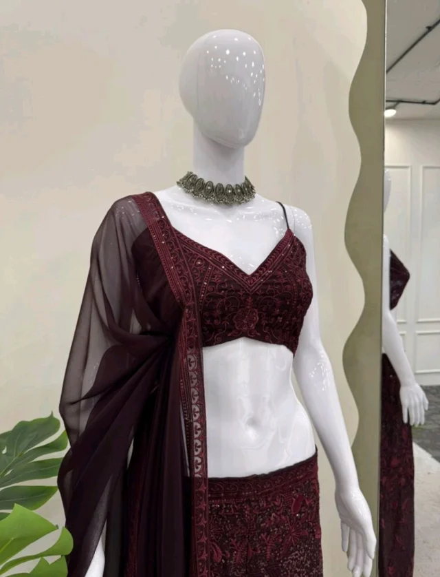 Shyla Indo Western Outfit - Crater Brown, XL