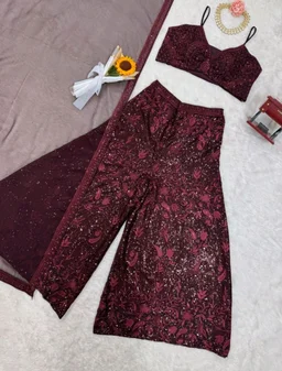 Shyla Indo Western Outfit - Crater Brown, XXL