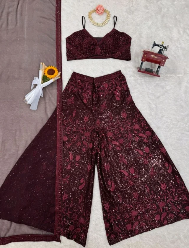 Shyla Indo Western Outfit - Crater Brown, Free Size