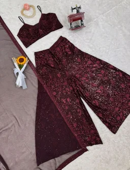 Shyla Indo Western Outfit - Crater Brown, Free Size