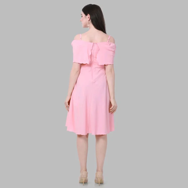 Women A-line Pink Above. Knee/Mid Thigh Length Dress
- Pink Lace, L