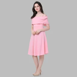Women A-line Pink Above. Knee/Mid Thigh Length Dress
- Pink Lace, M