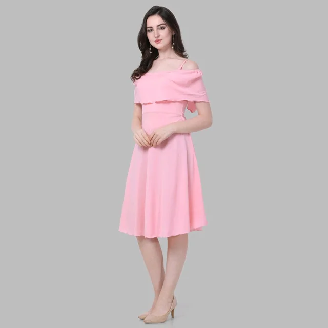 Women A-line Pink Above. Knee/Mid Thigh Length Dress
- Pink Lace, M