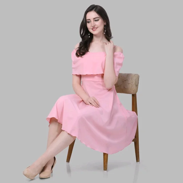 Women A-line Pink Above. Knee/Mid Thigh Length Dress
- Pink Lace, S