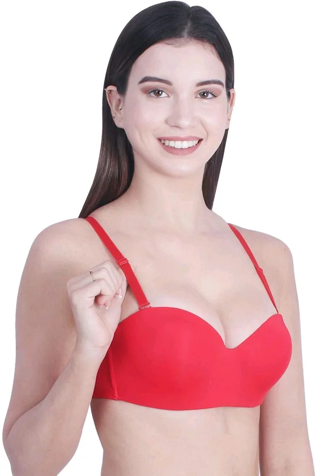 Women T-Shirt Lightly Padded Bra (Red)
- Red, 32A