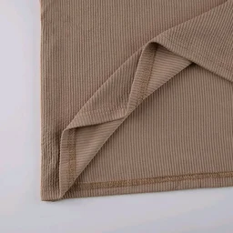 Korean Style T-shirt With Collar Style Cotton Blend Crop Top - Sand Dune, L