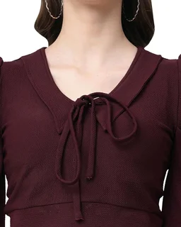 Selvia Women's Lycra Knitted & Solid Crop Top - Crater Brown, L