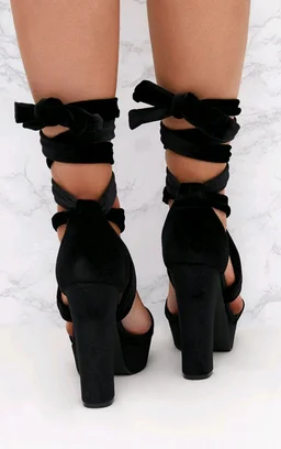 Strappy Open-Toe Chunky Heele... - Black, 5