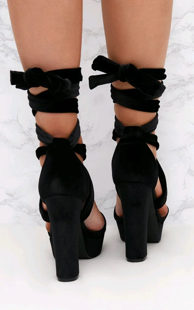 Strappy Open-Toe Chunky Heele... - Black, 5