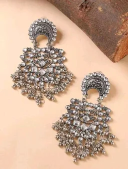 traditional oxidized earring combo set of 3 for girls Beads Alloy Jhumki Earring
- White, Free Size