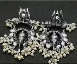 traditional oxidized earring combo set of 3 for girls Beads Alloy Jhumki Earring
- White, Free Size