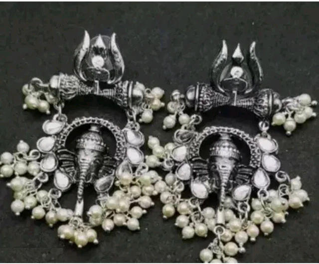 traditional oxidized earring combo set of 3 for girls Beads Alloy Jhumki Earring
- White, Free Size