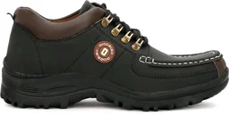 Outdoor Climber Stylish Lace Up Hiking & Trekking Shoes Boots For Men (Beige, 7) - Black, IND-6