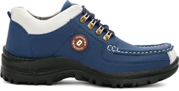 Outdoor Climber Stylish Lace Up Hiking & Trekking Shoes Boots For Men (Beige, 7) - Blue, IND-9