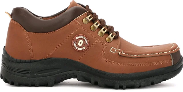 Outdoor Climber Stylish Lace Up Hiking & Trekking Shoes Boots For Men (Beige, 7) - Brown, IND-9
