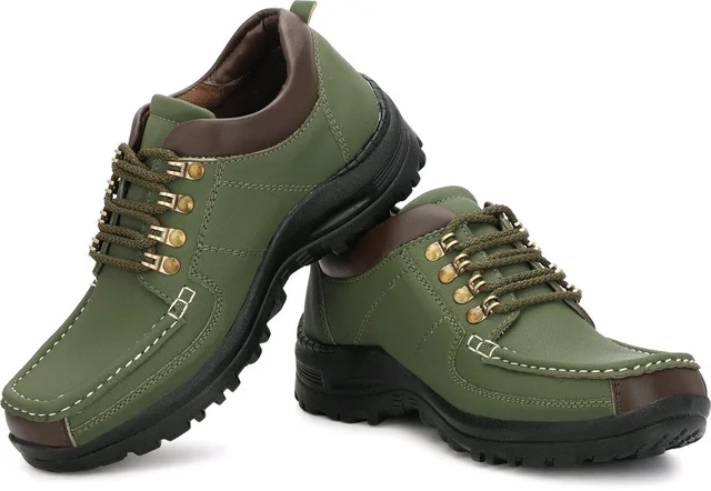 Outdoor Climber Stylish Lace Up Hiking & Trekking Shoes Boots For Men (Beige, 7) - Ovlie, IND-6
