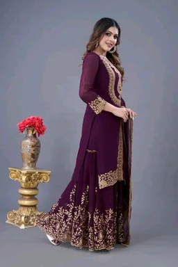 Amazing Yellow Color Faux Georgette With Embroidery Sequence Thread Work Salwar Suit
- wine, L