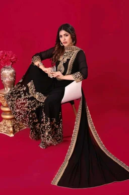 Amazing Yellow Color Faux Georgette With Embroidery Sequence Thread Work Salwar Suit
- Black, L
