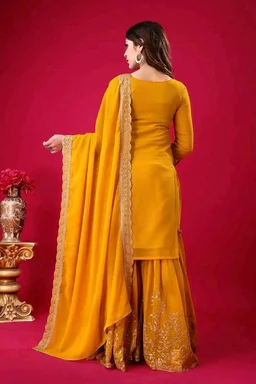 Amazing Yellow Color Faux Georgette With Embroidery Sequence Thread Work Salwar Suit
- Buttercup, M