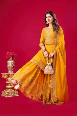 Amazing Yellow Color Faux Georgette With Embroidery Sequence Thread Work Salwar Suit
- Buttercup, M