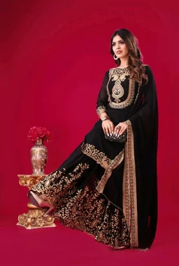 Amazing Yellow Color Faux Georgette With Embroidery Sequence Thread Work Salwar Suit
- Black, M