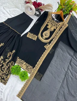Amazing Yellow Color Faux Georgette With Embroidery Sequence Thread Work Salwar Suit
- Black, M