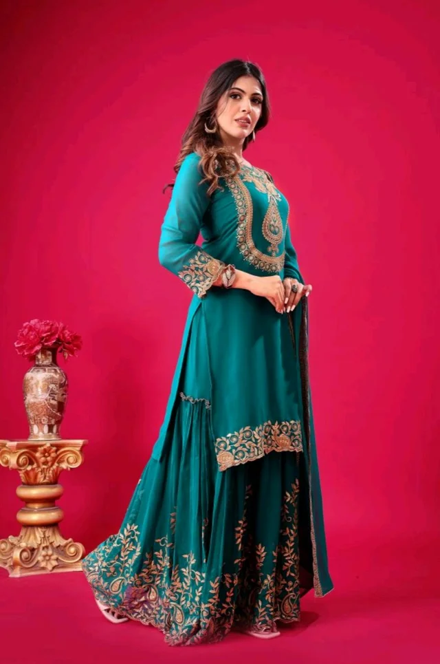 Amazing Yellow Color Faux Georgette With Embroidery Sequence Thread Work Salwar Suit
- Mosque, M