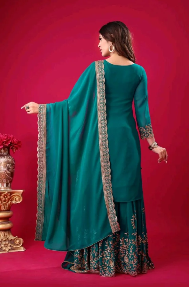 Amazing Yellow Color Faux Georgette With Embroidery Sequence Thread Work Salwar Suit
- Mosque, M