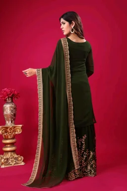 Amazing Yellow Color Faux Georgette With Embroidery Sequence Thread Work Salwar Suit
- Thatch Green, XL