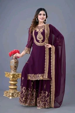 Amazing Yellow Color Faux Georgette With Embroidery Sequence Thread Work Salwar Suit
- wine, XXL