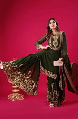 Amazing Yellow Color Faux Georgette With Embroidery Sequence Thread Work Salwar Suit
- Thatch Green, XXL