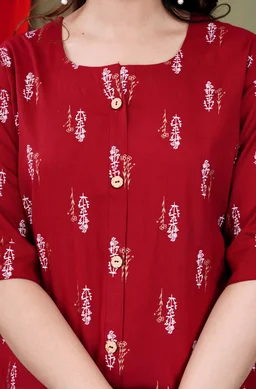 Casual Roll Up Sleeves Printed Women Green, Yellow, White Top
- Maroon, 2XL