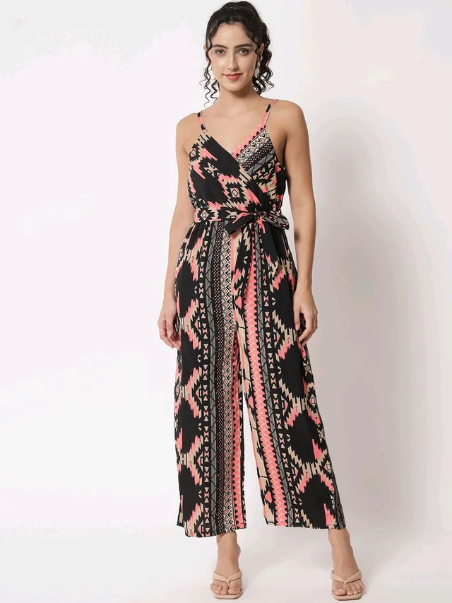 Striped Women Jumpsuit - Black, M