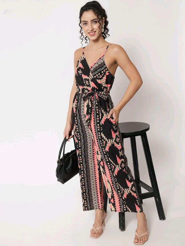 Striped Women Jumpsuit - Black, M
