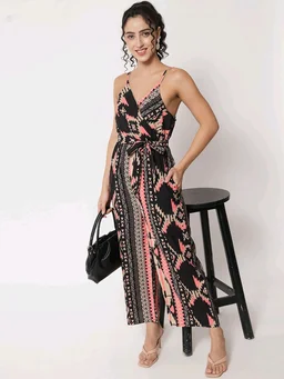 Striped Women Jumpsuit - Black, L